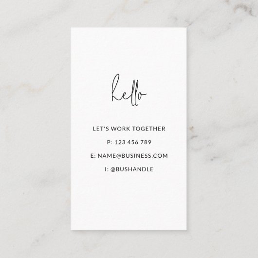 Grijze zwarte Modern Minimalistisch Visitekaartje (Achterkant)