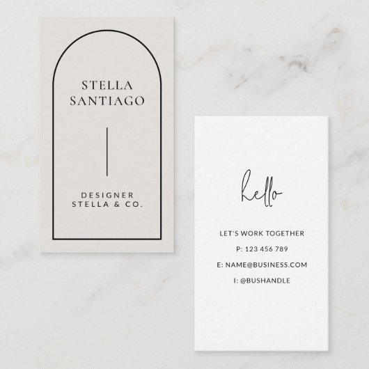 Grijze zwarte Modern Minimalistisch Visitekaartje (Voorkant / Achterkant)