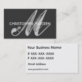 Grijze zwarte monogram visitekaartjes (Voorkant / Achterkant)