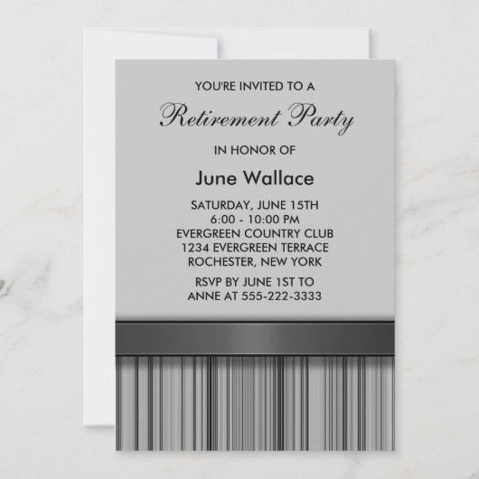 Grijze Zwarte Pensioen Partij Kaart (Voorkant)