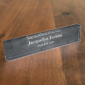 Grijze zwarte plaat Elegant Modern Minimalist Naambordje (Zijkant)