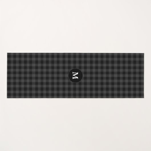 Grijze zwarte Pset Tartan Monogram Initiaal Yoga M Yogamat (Voorkant (horizontaal))