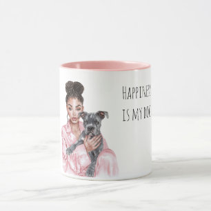 Grijze Zwarte Puppy Zwarte Dame Hond Moeder   Mok
