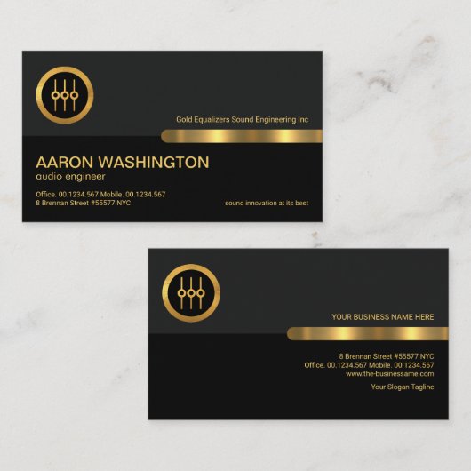 Grijze zwarte Retro Column Gold Sound Equalizer Au Visitekaartje (Voorkant / Achterkant)