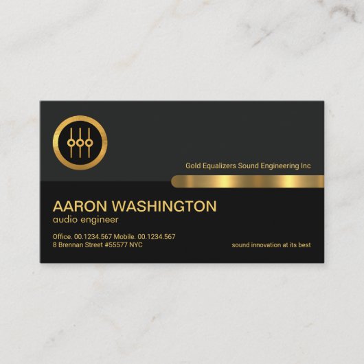 Grijze zwarte Retro Column Gold Sound Equalizer Au Visitekaartje (Voorkant)