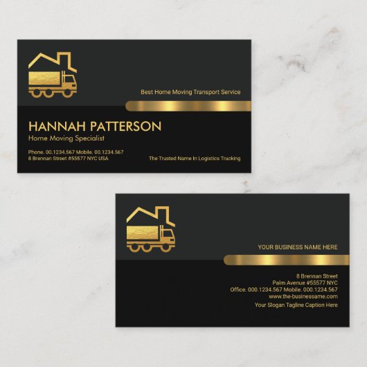 Grijze zwarte Retro Kolommen Gold Home Moving Visitekaartje (Voorkant / Achterkant)