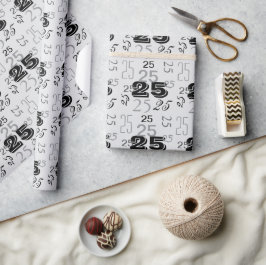 Grijze zwarte rook nummers gepersonaliseerd cadeaupapier