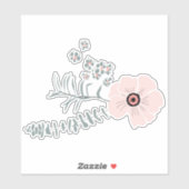 Grijze zwarte roze motif bloemen sticker (Vel)