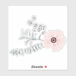Grijze zwarte roze motif bloemen sticker