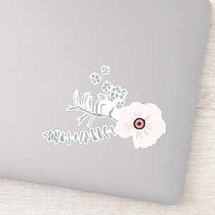 Grijze zwarte roze motif bloemen sticker