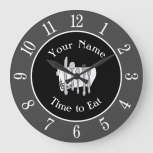 Grijze zwarte Silverware Custom Clock met cijfers Grote Klok