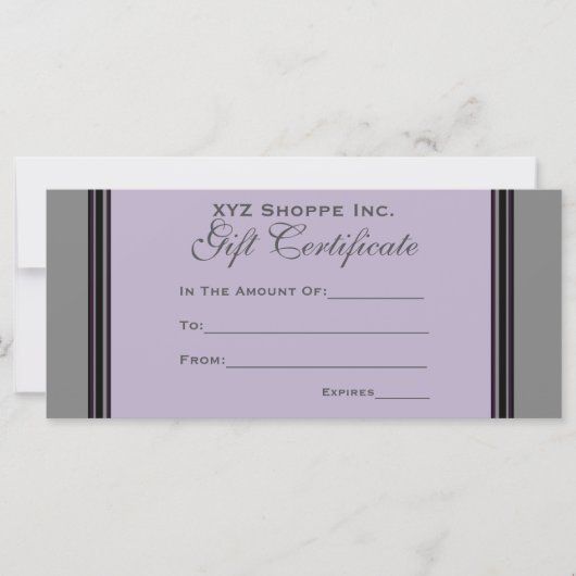 Grijze zwarte strepen van het Cadeaucertificaat (Voorkant)
