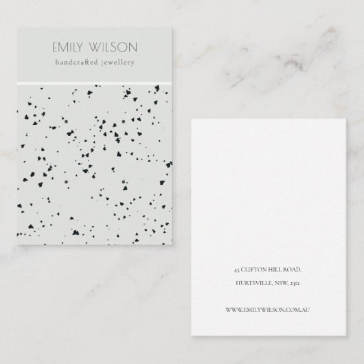 Grijze zwarte Terrazzo Textuur 2 Stud oorscherm Visitekaartje (Voorkant / Achterkant)