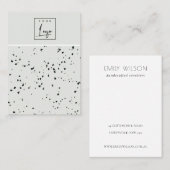 Grijze zwarte Terrazzo Textuur 2 Stud oorscherm Visitekaartje (Voorkant / Achterkant)