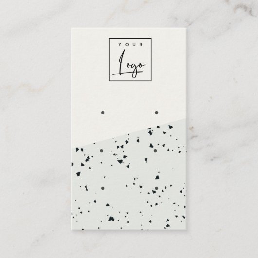 Grijze zwarte Terrazzo Textuur 3 Stud oorscherm Visitekaartje (Voorkant)