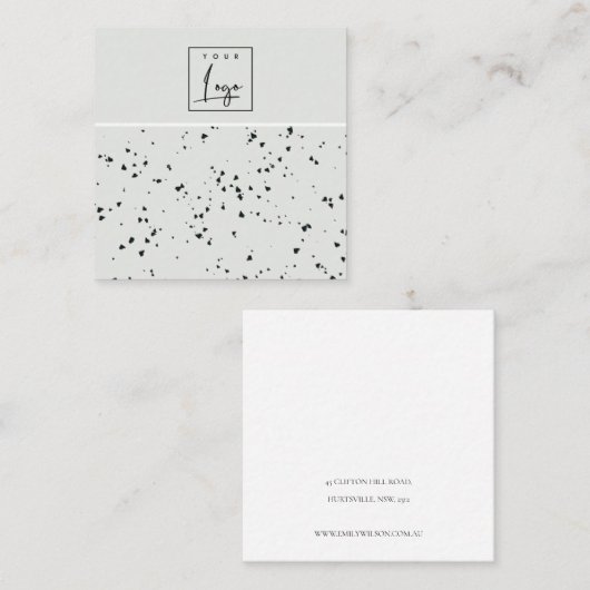 Grijze zwarte Terrazzo Textuur Stud die beeldscher Vierkante Visitekaartje (Voorkant / Achterkant)