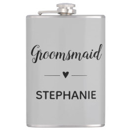 Grijze Zwarte Trouw Bruidsmeisje Persoonlijk Heupfles