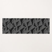 Grijze zwarte vleermuizen Halloween Patroon Monogr Yogamat (Voorkant (horizontaal))