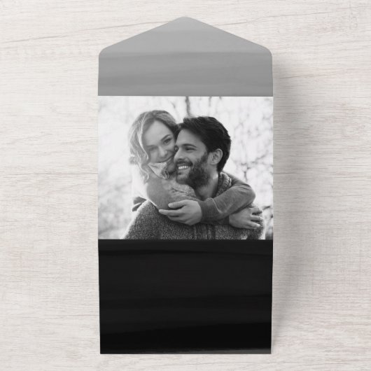 Grijze zwarte Waterverf Minimale grafische moderne All In One Uitnodiging (Buitenkant)