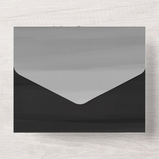 Grijze zwarte Waterverf Minimale grafische moderne All In One Uitnodiging (Achterkant)