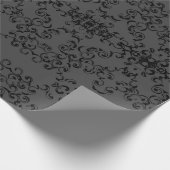 Grijze zwarte wervelende gotische bruiloft cadeaupapier (Hoek)