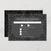 Grijze zwarte wervelende gotische bruiloft kaart (Voorkant / Achterkant)