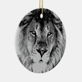 Grijze Zwarte & Witte Leeuw Kerst Ornamenten (Rechts)