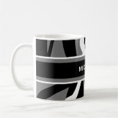 Grijze zwarte witte monogram, gepersonaliseerd koffiemok (Links)