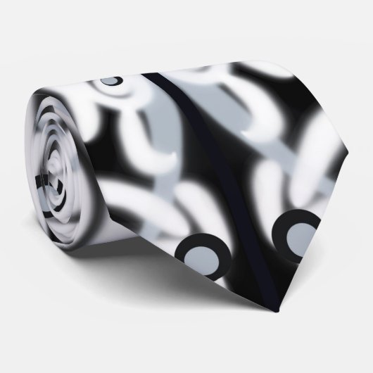Grijze zwarte witte munt Abstract patroon Stropdas (Opgerold)
