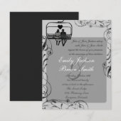 Grijze zwarte witte skilift Aangepaste bruiloft no Kaart (Voorkant / Achterkant)