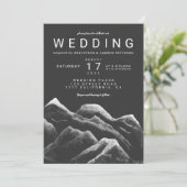 Grijze zwarte witte waterverf bergt bruiloft kaart (Staand voorkant)