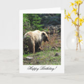 Grijzelige Beer-glimlach; Happy Birthday Kaart (Gele Bloem)