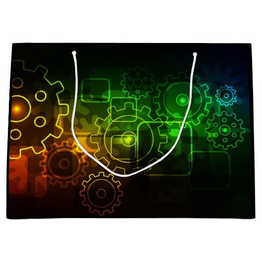 Grijzelmechanica zwarte neongroen sinaasappel large cadeautasje (Voorkant)