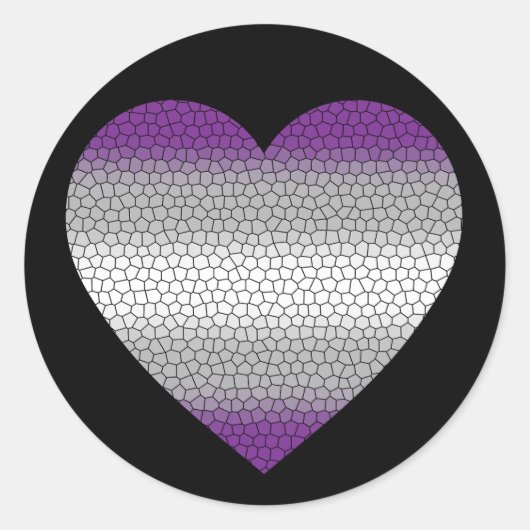 Grijzeseksueel Hart Ronde Sticker (Voorkant)