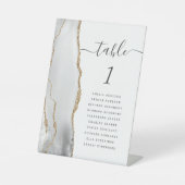Grijzige goudbruidetabelnummer reclamebord met voetstuk (Voorkant)