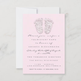 Grijzige gouden Baby shower Voetbal Wit meisje Roz Kaart