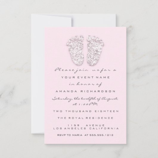 Grijzige gouden Baby shower Voetbal Wit meisje Roz Kaart (Voorkant)