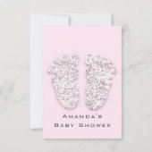 Grijzige gouden Baby shower Voetbal Wit meisje Roz Kaart (Achterkant)