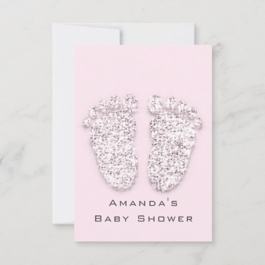 Grijzige gouden Baby shower Voetbal Wit meisje Roz Kaart (Achterkant)