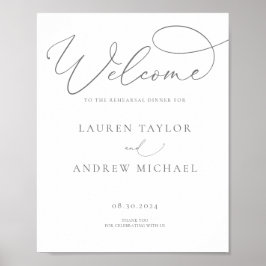 Grijzilver Minimalistische Oefenavondmaal Bord Poster