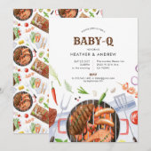 Gril Baby-Q BBQ-feest achtertuin Baby Shower Kaart (Voorkant / Achterkant)