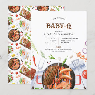 Gril Baby-Q BBQ-feest achtertuin Baby Shower Kaart