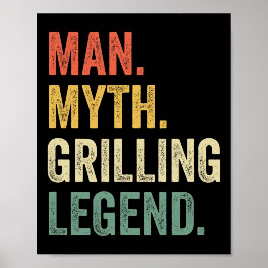 Gril BBQ Grappige Man Mythe Grill Legende Vaders D Poster (Voorkant)