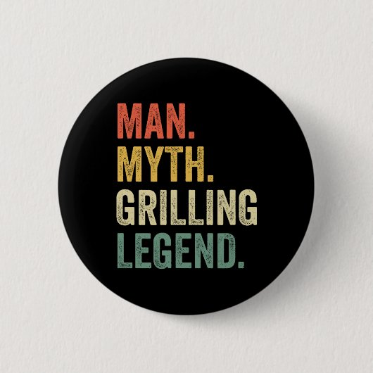 Gril BBQ Grappige Man Mythe Grill Legende Vaders D Ronde Button 5,7 Cm (Voorkant)