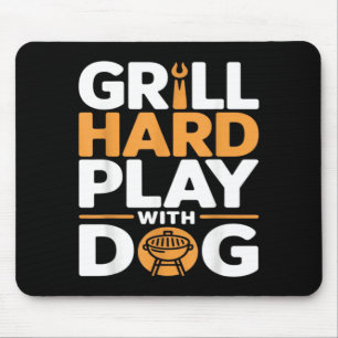Gril Hard Speel Met Hond Achtertuin Bbq Liefhebber Muismat