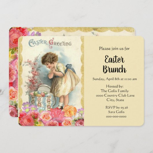  Gril met Paasdag Holiday Brunch Uitnodigen Kaart (Voorkant / Achterkant)