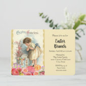  Gril met Paasdag Holiday Brunch Uitnodigen Kaart (Staand voorkant)
