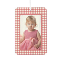 Gril Photo on Red and White Gingham Plaid