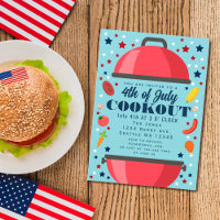 Grill 4 van juli Cookout uitnodiging