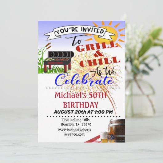 Grill and Chill 50th Birthday Kaart (Staand voorkant)